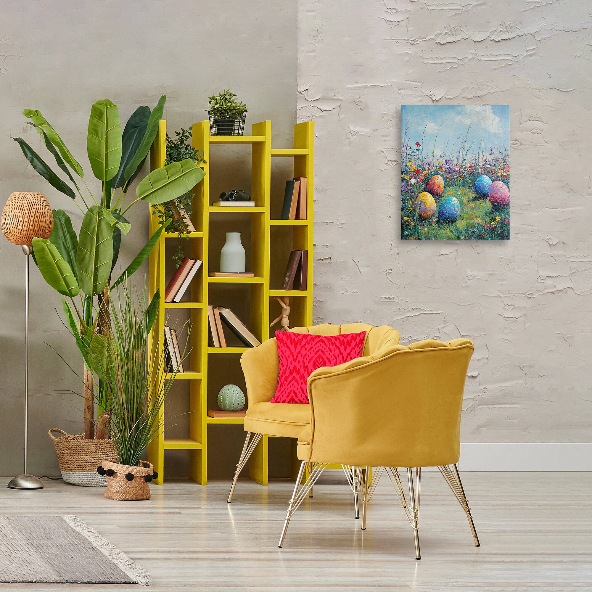 Stupell Industries Vibrant Egg Hunt Scene Canvas Wall Art
